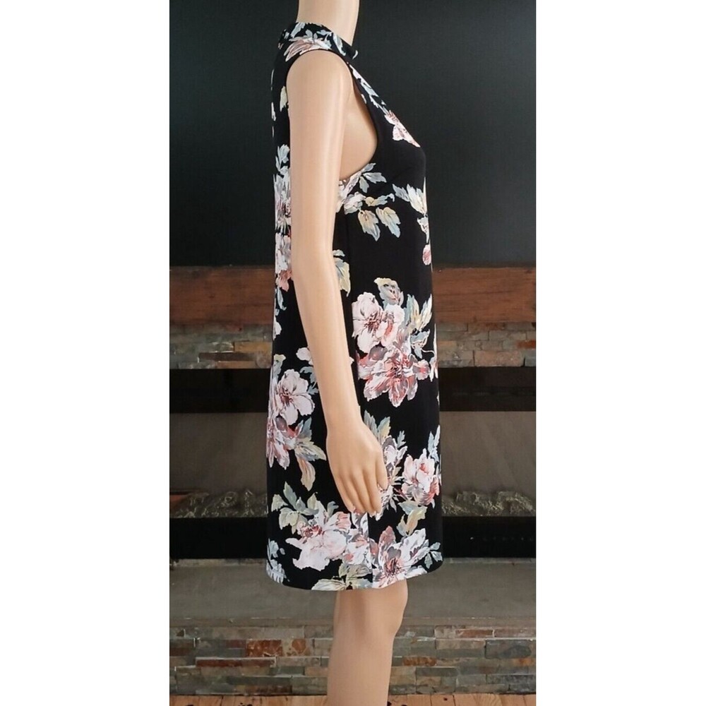 Soprano Women's SMALL Floral Tropical Mock Neck Beachy Boho Sleeveless Dress - Picture 3 of 7